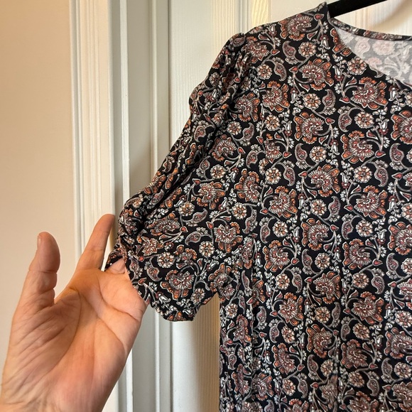 Boden Brown Sheath Dress with Puff Sleeves and Peter Pan Collar - Picture 4 of 8